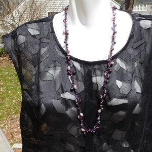 Vintage Genuine Amethyst and Glass Bead Hand Carved Necklace, 32&#39;&#39; Chain, Adorable Necklace, Good Condition, Wow!