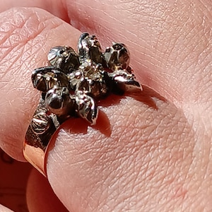 Antique Georgian 14k Solid Gold Genuine Rose Cut Diamond Floral Spray Ring, 1800s, Engagement Ring, Wonderful Look, Size 6.25