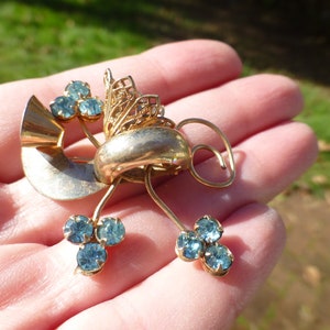 Antique Edwardian Bow Design Blue Stones Brooch, Amazing Detail, Lovely Piece 1910s Era Wow image 1