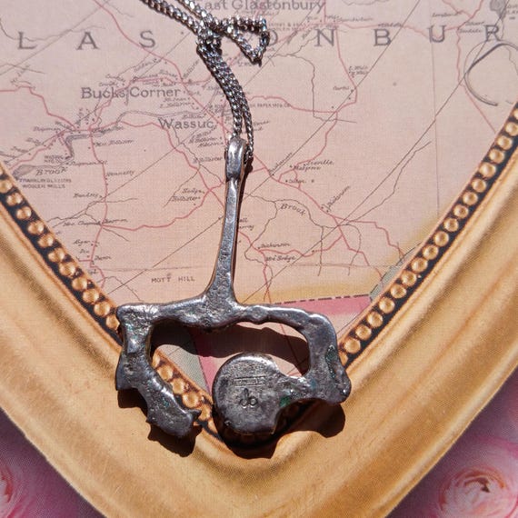Vintage Brutalist Sterling Silver Citrine Pendant