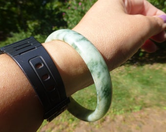 CHOICE OF Vintage Genuine Nephrite Jade Gemstone Bangle Bracelet, Thick and Bold, Wonderful Natural Gemstone Bangle, Wow!