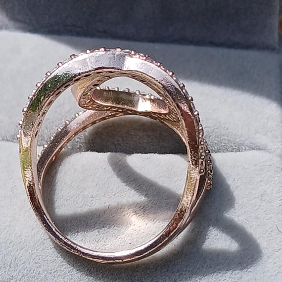 Bold Open Design Unique Gold Over Ring, Size 9, G… - image 4