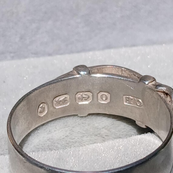 Antique British Solid Sterling Silver Buckle Ring… - image 3