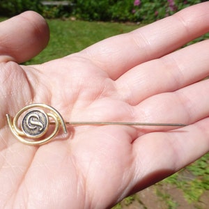 Antique Edwardian &quot;P&quot; Gold Filled Stick Pin, Circa 1920s, Amazing Unique Pin, Very Good Condition, Wow! Look!