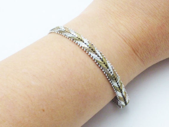 Vintage Reversible Solid Sterling Silver Bracelet… - image 1
