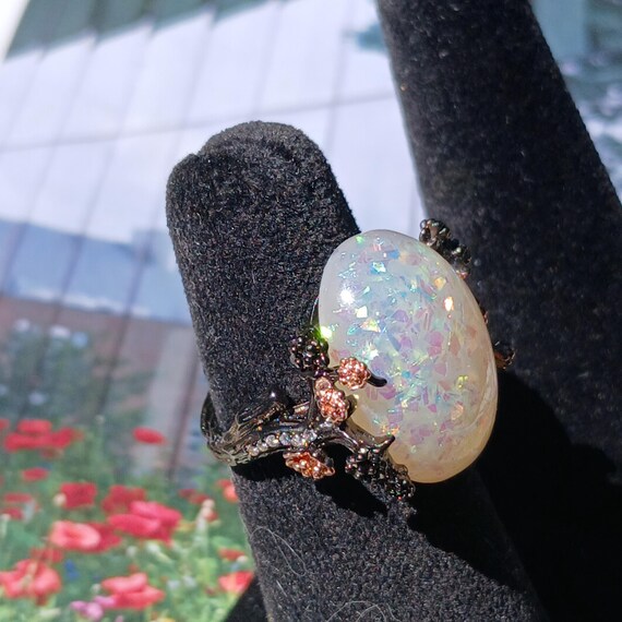 Vintage Oxidized Solid Sterling Silver Created Op… - image 3