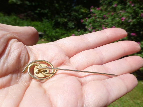 Antique Edwardian "P" Gold Filled Stick Pin, Circ… - image 3