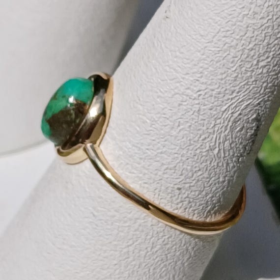 Vintage Green Turquoise Solid Sterling Silver Gol… - image 7