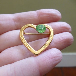 Art Deco Heart Floral Design Gold Filled Brooch, Circa 1950s, Amazing Unique Pin, Good Condition, Wow! Look!