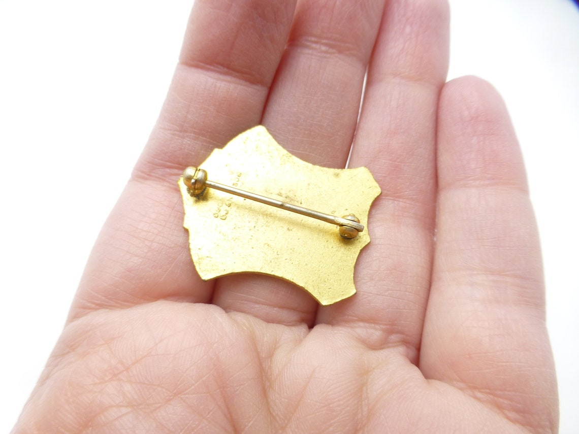 Antique Edwardian Shofar Gold Filled Blue Enamel Brooch Etsy