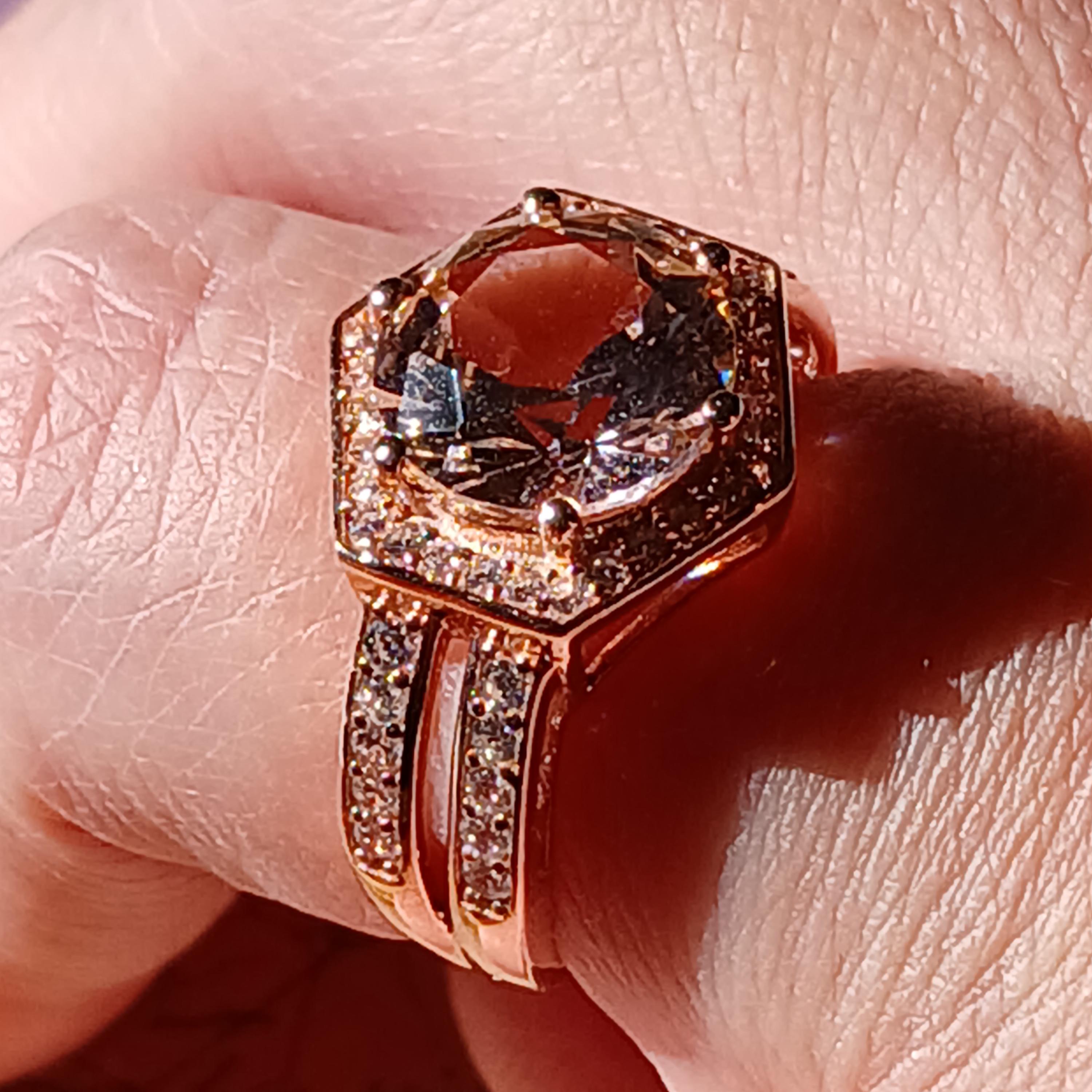 Bague Vintage Quartz Rose Fait Main - Taille 7.75, Plaque Argent, Sertie - Neuf Sans Boîte