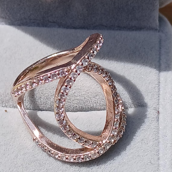 Bold Open Design Unique Gold Over Ring, Size 9, G… - image 8