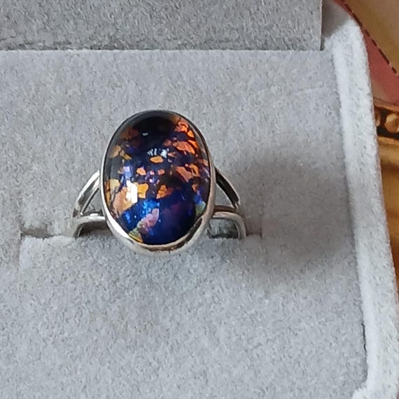 Antique Solid Sterling Silver Dragon's Breath Rin… - image 5