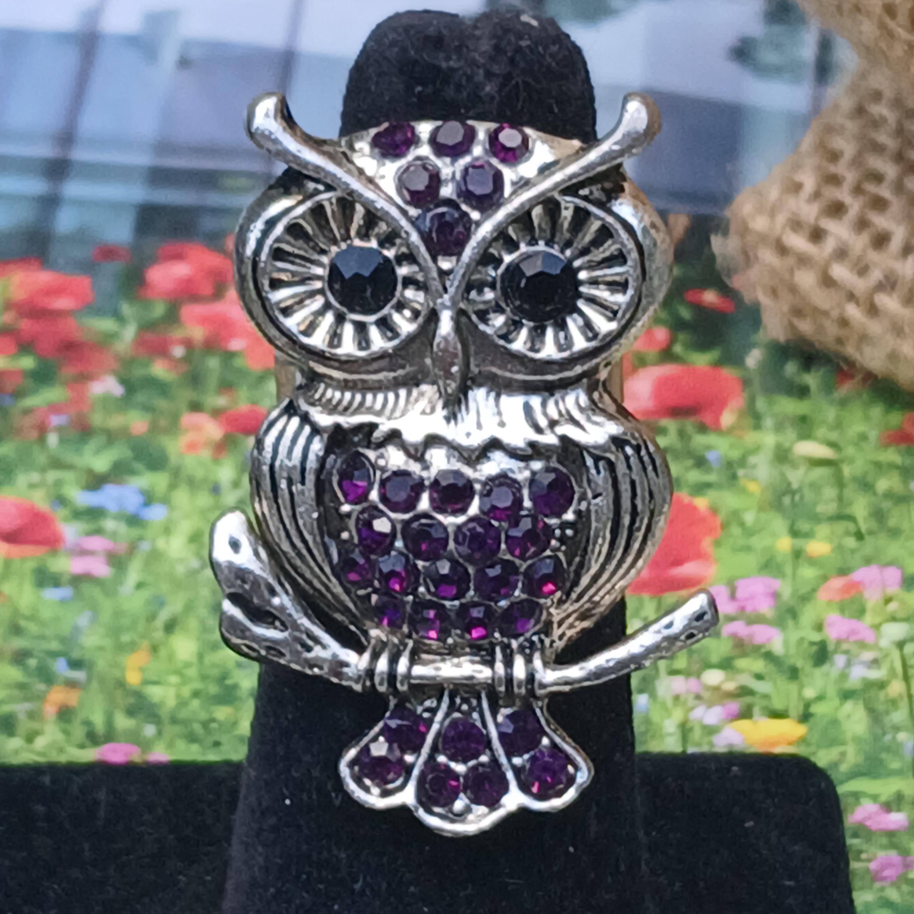 Vintage Bold Owl Modernist Bird Animal Statement Ring, Size 7, Gorgeous Adorable Wisdom Gift Idea, S