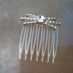Antique Art Deco Rhinestone Celluloid Hair Comb Ornament Silver Plated, Celluloid, Circa 1940s, Unusual Design, Amazing Old Hair Jewelry!