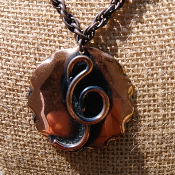 Antique Solid Copper E Initial Necklace, Perfect … - image 4