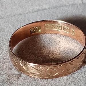 Antique Victorian 1898 Solid Rose Gold Antique Victorian Wedding Band Ring, Unusual Floral Design Ring, Size 7