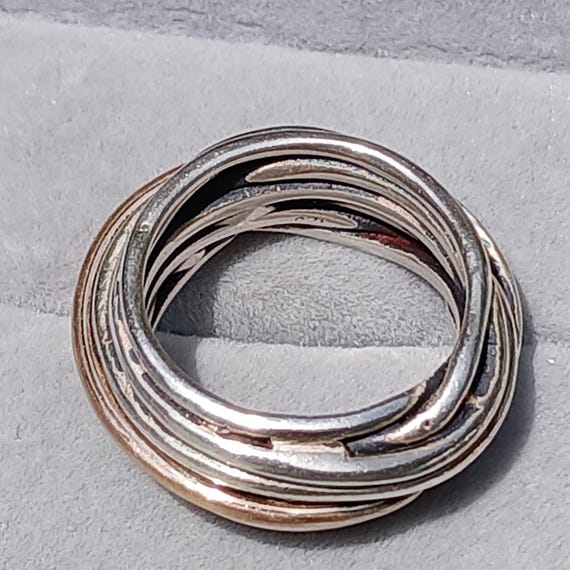 Heavy Artisan Bold Solid Sterling Silver Ring, Si… - image 4