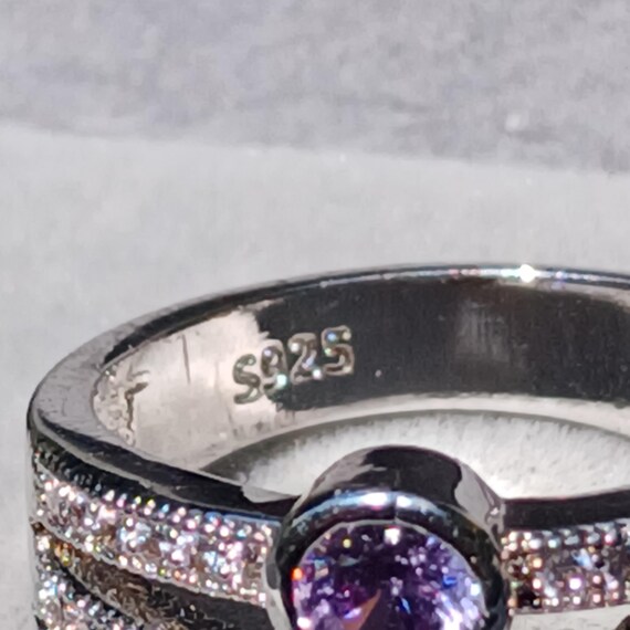 Vintage Ruby Amethyst Solid Sterling Silver Ring,… - image 4