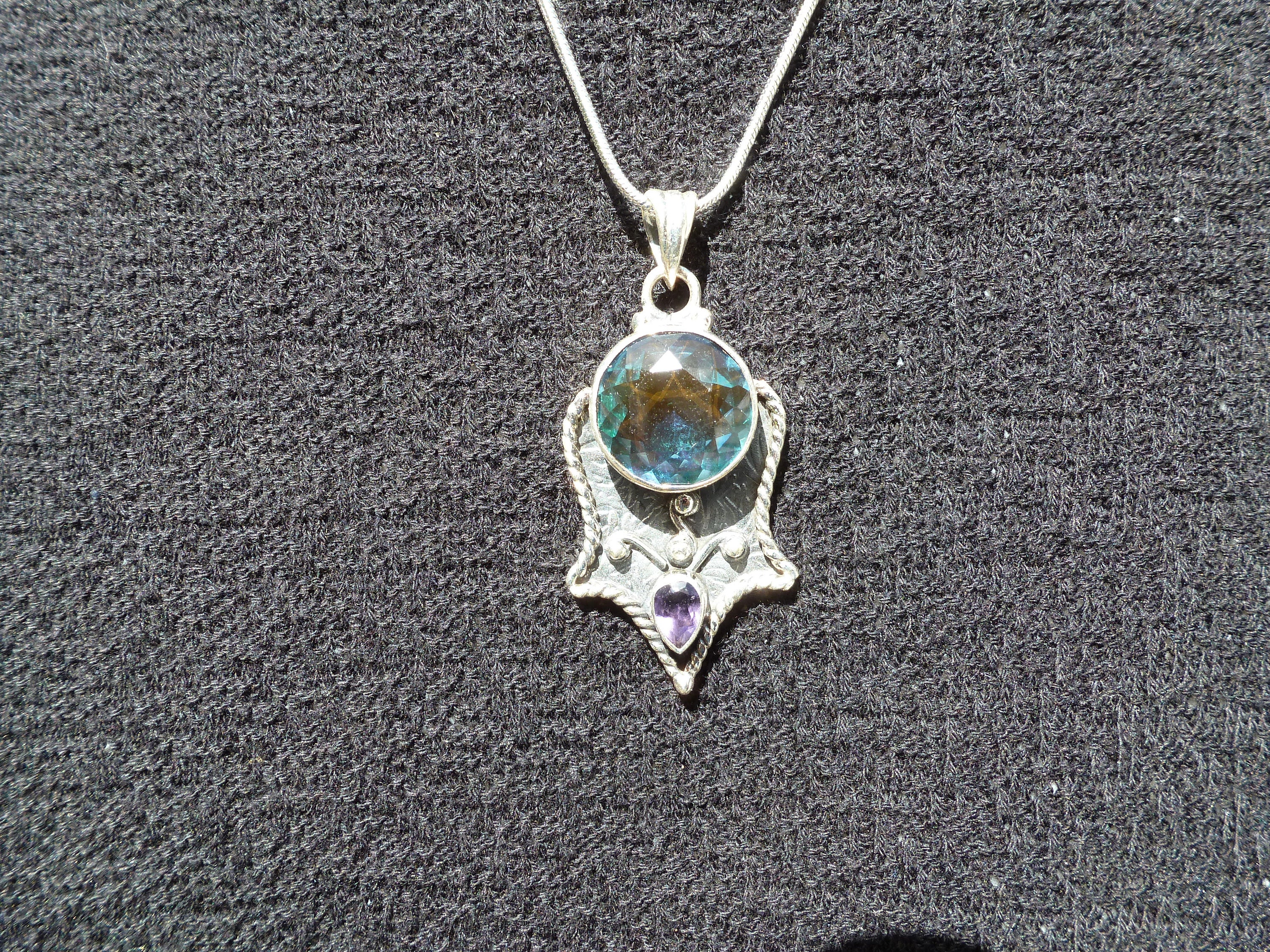 Vintage Blue Topaz Sterling Silver Amethyst Necklace, Wonderful Summer Gift  Idea, Must See, Darling Look, Wow Unusual - Etsy