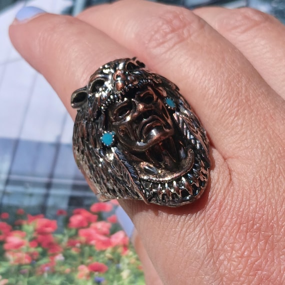 Rare Antique Solid Sterling Native American Bold … - image 1