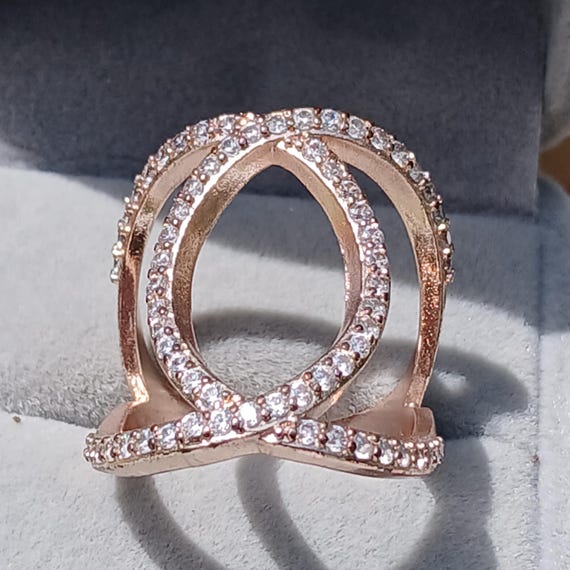 Bold Open Design Unique Gold Over Ring, Size 9, G… - image 2