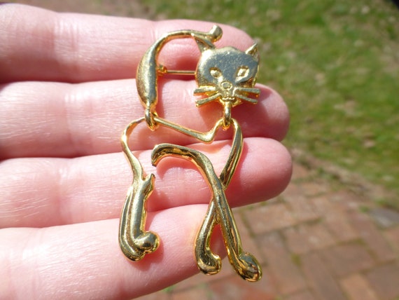 Unusual Modernist Hinged Cat Brooch, Unusual Antique Brooch, Great Cat Piece, Unusual Brooch, Wow!