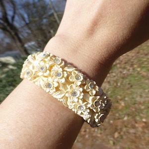 Antique Art Deco Floral Design Bracelet, Circa 1950s, Unusual, Amazing Details, Must See, Look!