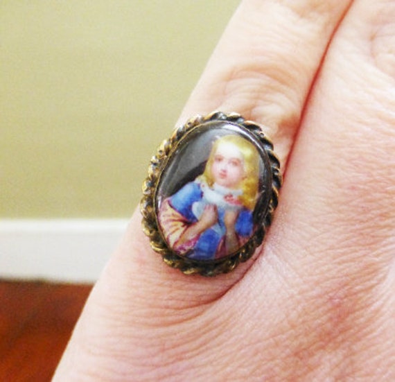 Rare Antique Victorian 14k Solid Gold Painted Blo… - image 1