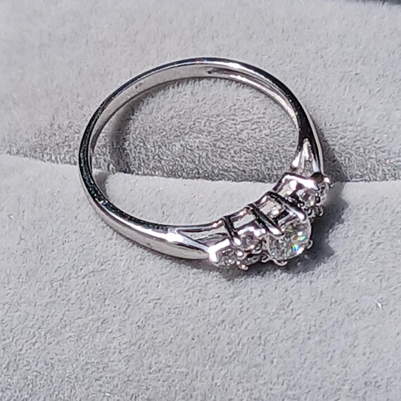 Vintage Solid 10k White Gold Multiple Stone Ring,… - image 7