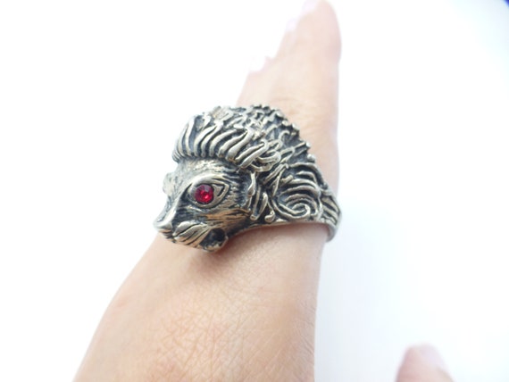 Rare Antique Victorian Sterling Silver Bold Red E… - image 1