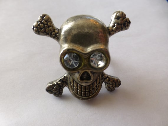 Fun Vintage Art Deco Smiling Skull Silver Plated Ring Unique