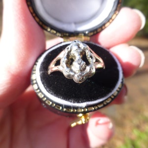 Antique Diamond Georgian 14k Solid Gold Genuine Rose Cut Diamond Ring, 1780s, Engagement Ring, Wonderful Look, Size 7.25