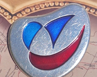 Rare Modernist Solid Sterling Silver Fancy Design Pendant Brooch, Unusual, Wow! Gift Idea