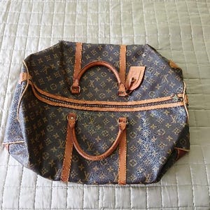 Bolso de lona Louis Vuitton vintage de los años 70, bolso de diseñador genuino, bolso de noche, cuero, gran estilo clásico, grande, ¡guau!