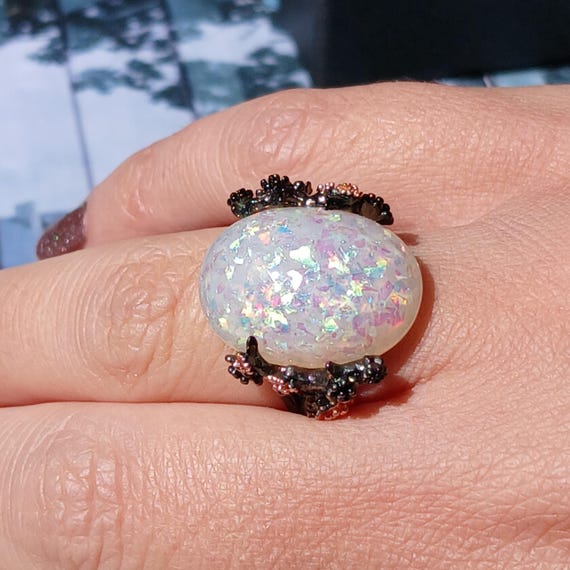 Vintage Oxidized Solid Sterling Silver Created Op… - image 9