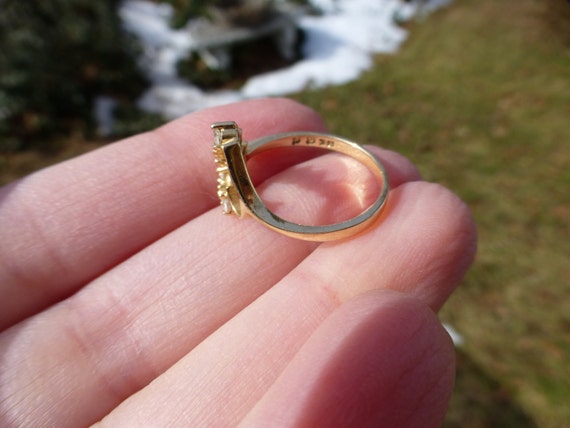 Vintage Solid 14k Yellow Gold Heart Ring, Promise… - image 4