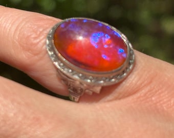 Antique Dragon's Breath Solid Sterling Silver Ring, Size 5.25, Amazing Design, So Rare, Must See