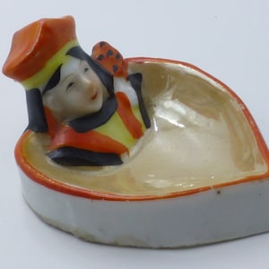 Antique Art Deco Porcelain Court Jester Pin Tray, Fantastic Piece, Lusterware, Circa 1920s, Wonderful Early Dresser Piece!