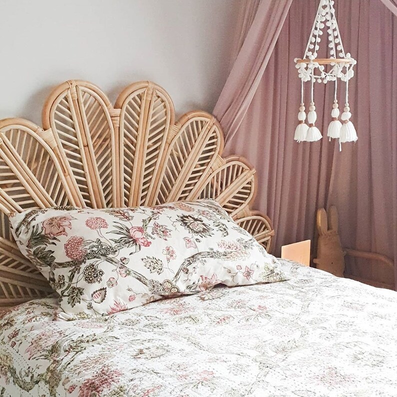Petal Rattan Bedhead Etsy