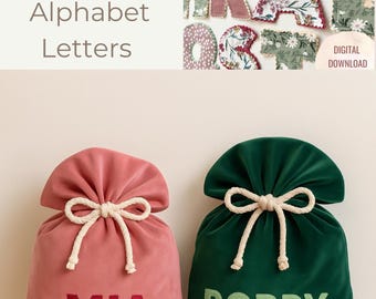 Santa Sack Schnittmuster mit Stoff Alphabet Applikation - Digitales PDF Pattern