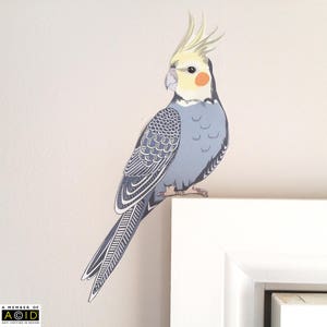 Cockatiel Wall Sticker, Cockatiel Wall Decal, Nature Lover Gift, Wall Stickers, Light Switch Decal, Bird Wall Art, Living Room Decor