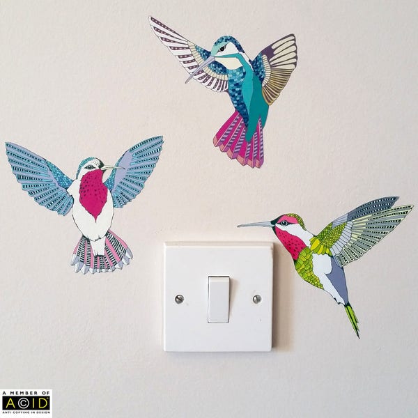 Hummingbird Wall Stickers, Nursery Wall Stickers, Gift For Her, Boho Wall Stickers, Bird Wall Sticker, Tropical Decor, Jungle Wall Decal