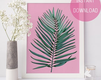 Palm Leaf, Wall Art, Palm Leaf Print, Palm Print Art, Palm Wall Art Print, Printable Art Tropical Leaf Art Print, Bathroom Printable