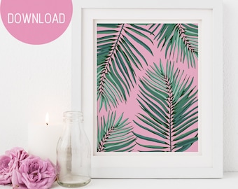 Wall Art Print, Palm Print Wall Art, Printable Leaf Palm, Gift For Her, Bathroom Wall Art, Palm Leaves Print, Palm Printable Art, Palm Print