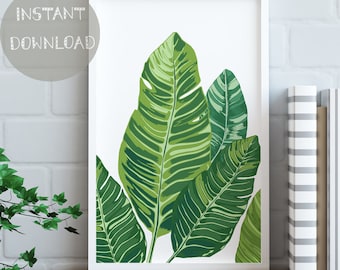 Banana Leaf Decor, Banana Leaf Poster, Plant Art Print, Tropical Wall Poster