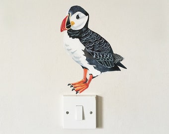 Puffin Wall Decal, Bathroom Art, Nautical Decor, Bathroom Wall Decor, Beach Decor, Bird Wall Sticker, Wall Art, Peel and Stick Decal