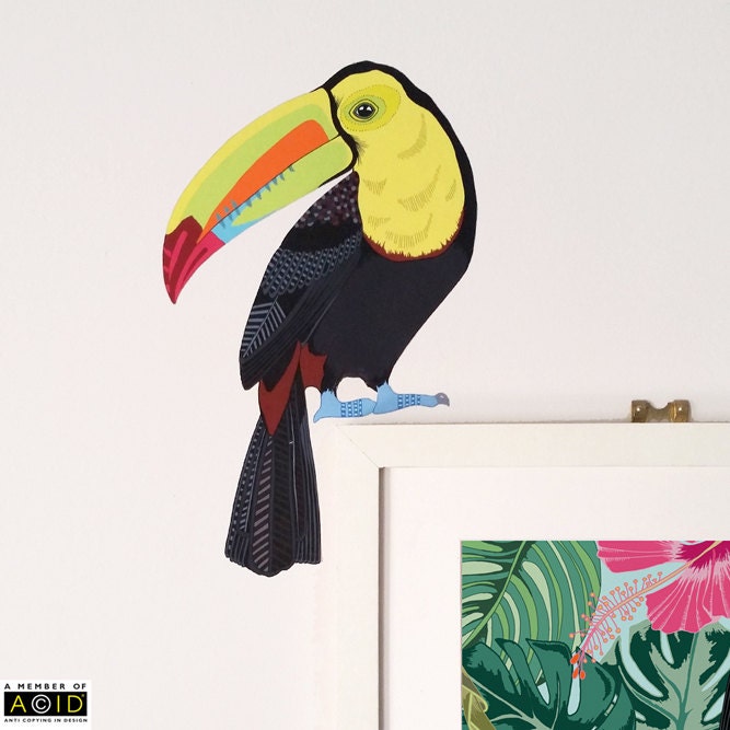 M776 Toucan Bird Grapes Vine Lake Window Wall Decal 3D Art Stickers Vinyl Room