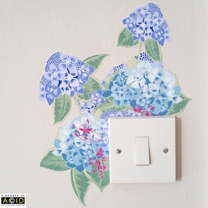 Floral Wall Sticker For Light Switch, Hydrangea Wall Sticker, Removable Wall Stickers, Fabric Stickers, Nursery Wall Sticker