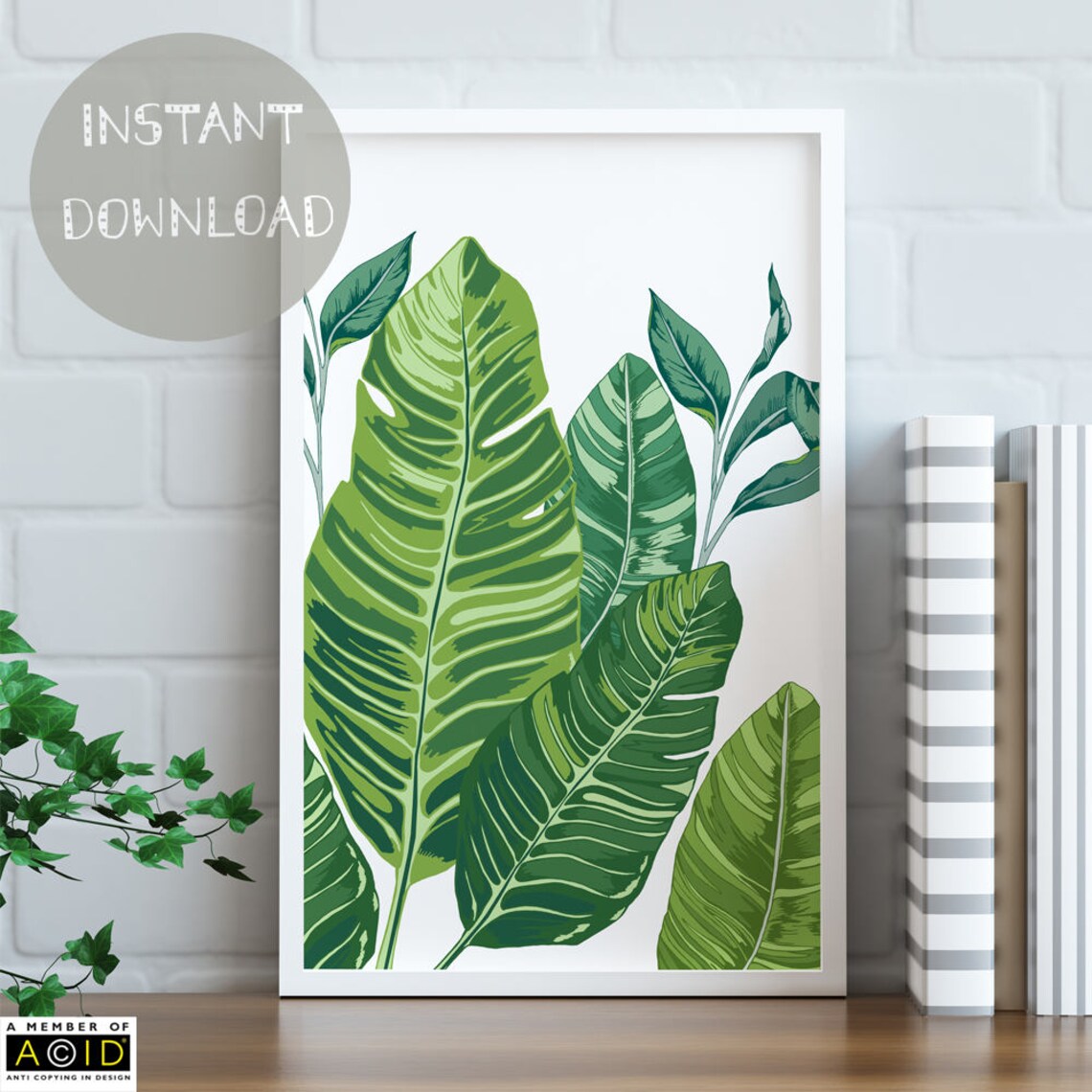Banana Leaf Wall Art, Banana Leaves, Printable Banana Leaf Print